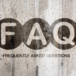The Letters FAQ painted in a black outline on a concrete wall with "frequently asked questions" printed underneath it