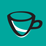 Coffitivity icon with an outlined cartoony coffee cup on a teal backdrop