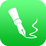Cool Writer icon featuring a white quill pen writing on a green backdrop