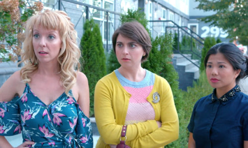 Kayla Conroy (center) in a scene from the web series &ldquo;Human Telegraphs.&rdquo;